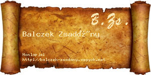 Balczek Zsadány névjegykártya